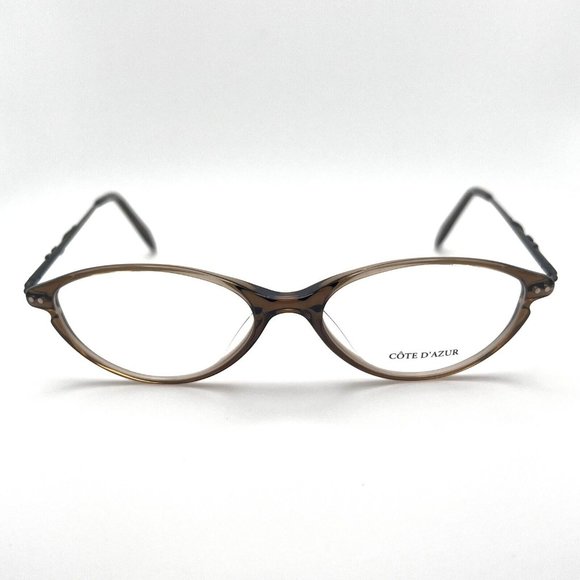 Cote D’Azur Miranda Oval Horn Full Eyeglass Frames Metal Plastic Brown 51-16-135 - Picture 1 of 12